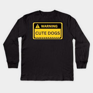 cute dog-yellow warning sign! Kids Long Sleeve T-Shirt